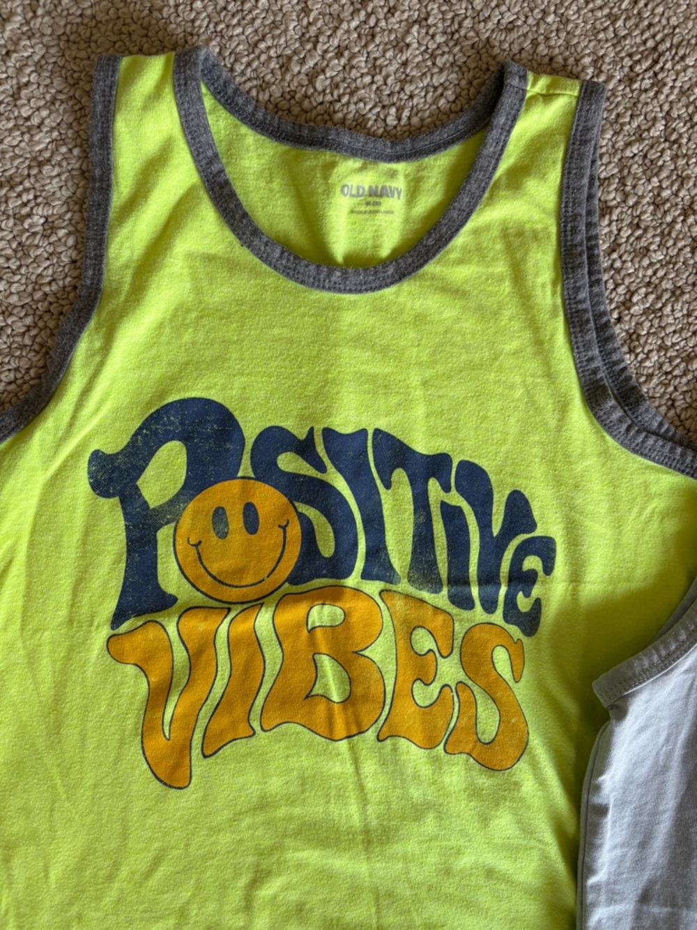 Boys Old Navy Neon Yellow & Light Gray Kids Graphic Tank Duo sz 8 - Picture 2 of 4